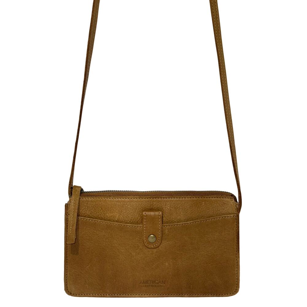 American Leather Co Small Cognac Brown Soft Leather Handbag Crossbody - Picture 2 of 9